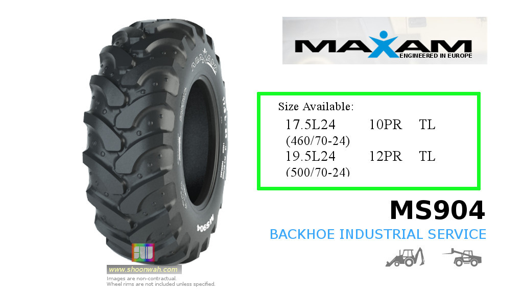 17.5L-24 (460/70-24) Maxam 10PR MS904 Industrial Backhoe Tractor Tubeless Tires